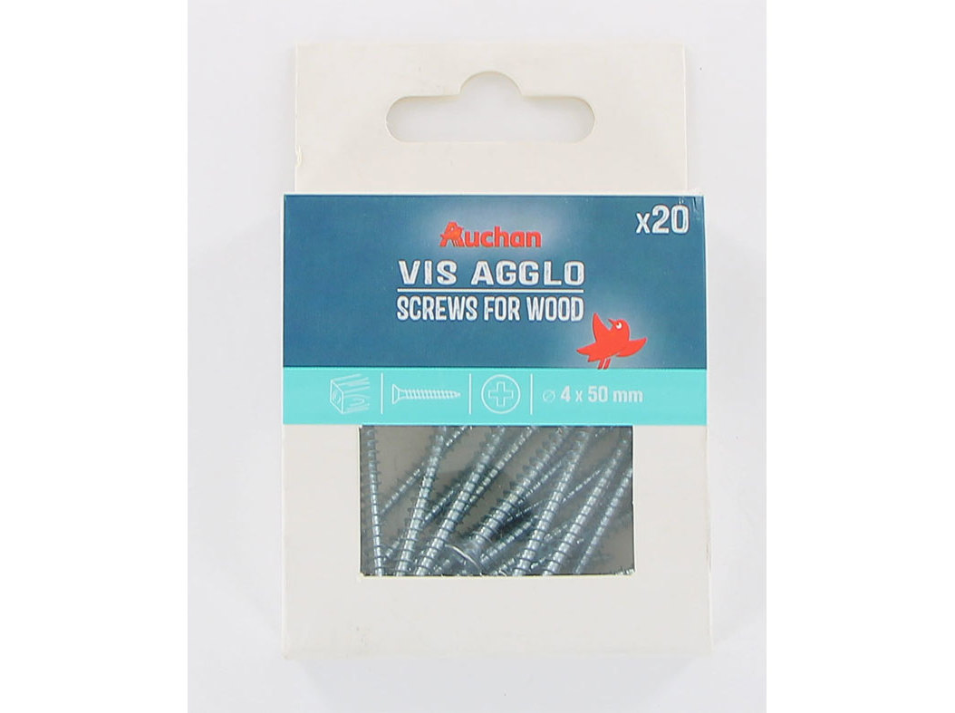 PARAFUSO P/MADEIRA AUCHAN 20PCS 4X50MM
