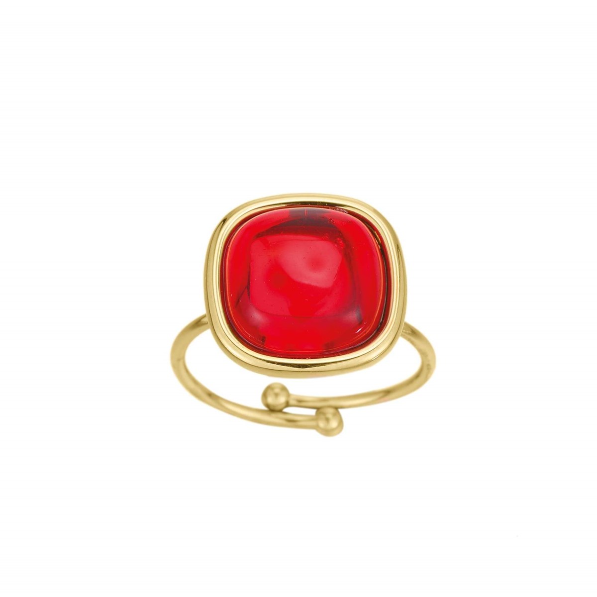 Bague Ajar rouge acier doré or