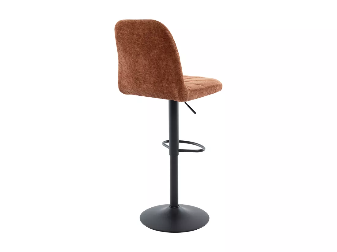Lot de 2 tabourets de bar en tissu texturé et métal noir - Hauteur réglable - Terracotta - LASANDRIA