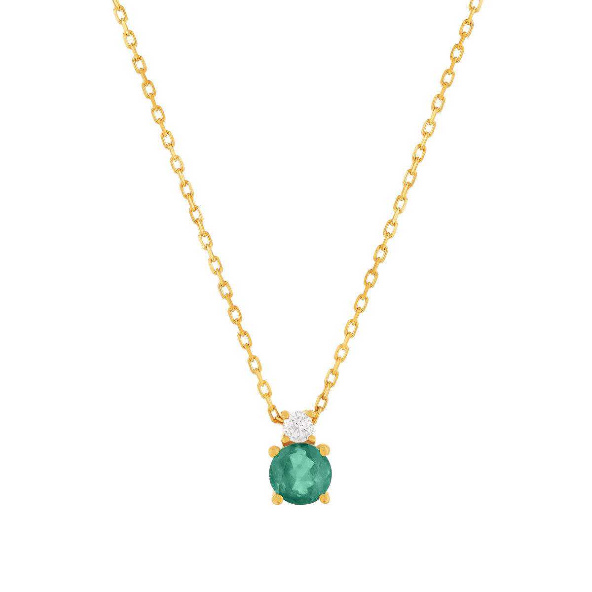 Collier or 375 jaune émeraude zirconia, 45 cm