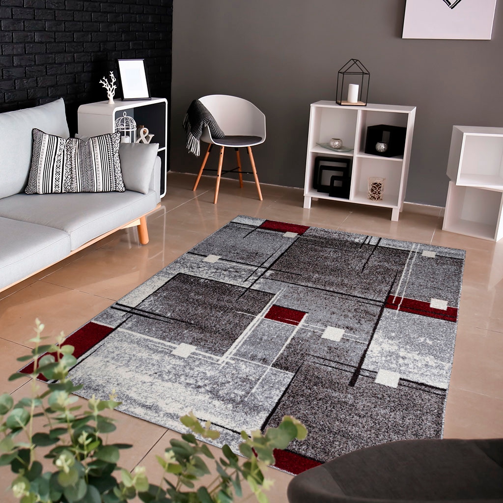 my home Teppich »Deblin« rechteckig 9 mm Höhe weicher Flor, Kurzflor, Karo-Design, modern, geometrisches Muster
