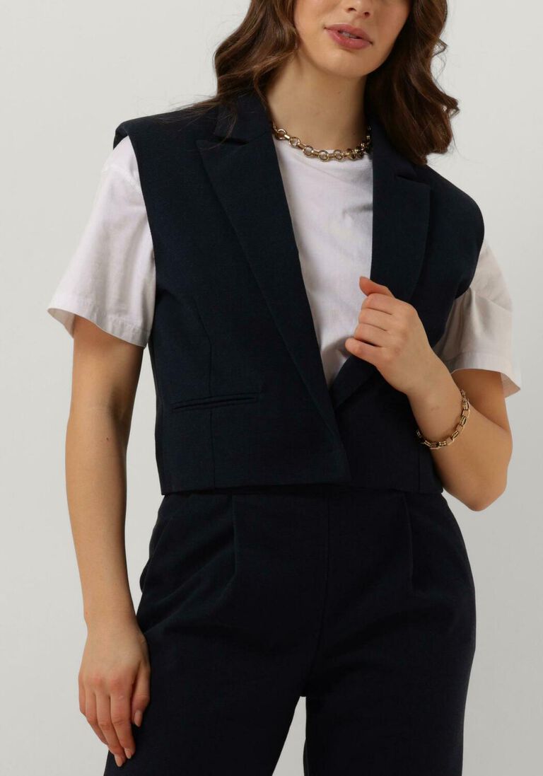 donkerblauwe ruby tuesday gilet relin cropped waistcoat