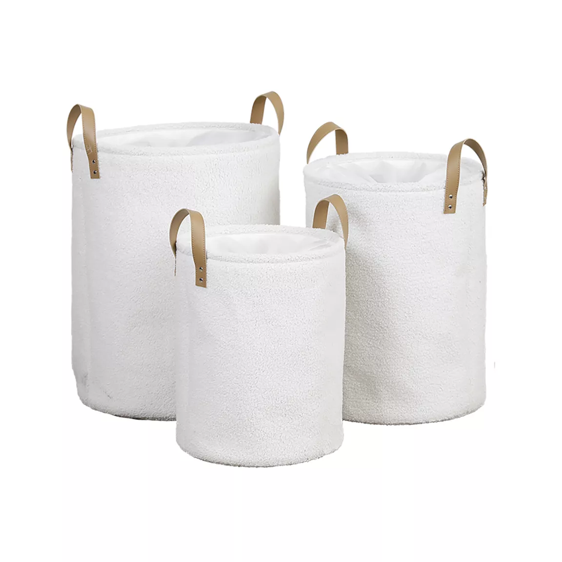 Lot de 3 paniers à linge bouclette (H54 cm) Avoriaz Blanc