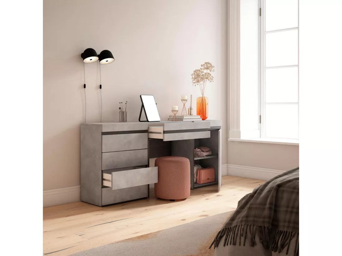 Coiffeuse, 177x35x75 cm, Avec tiroir, Commode, Buffet, Ciment