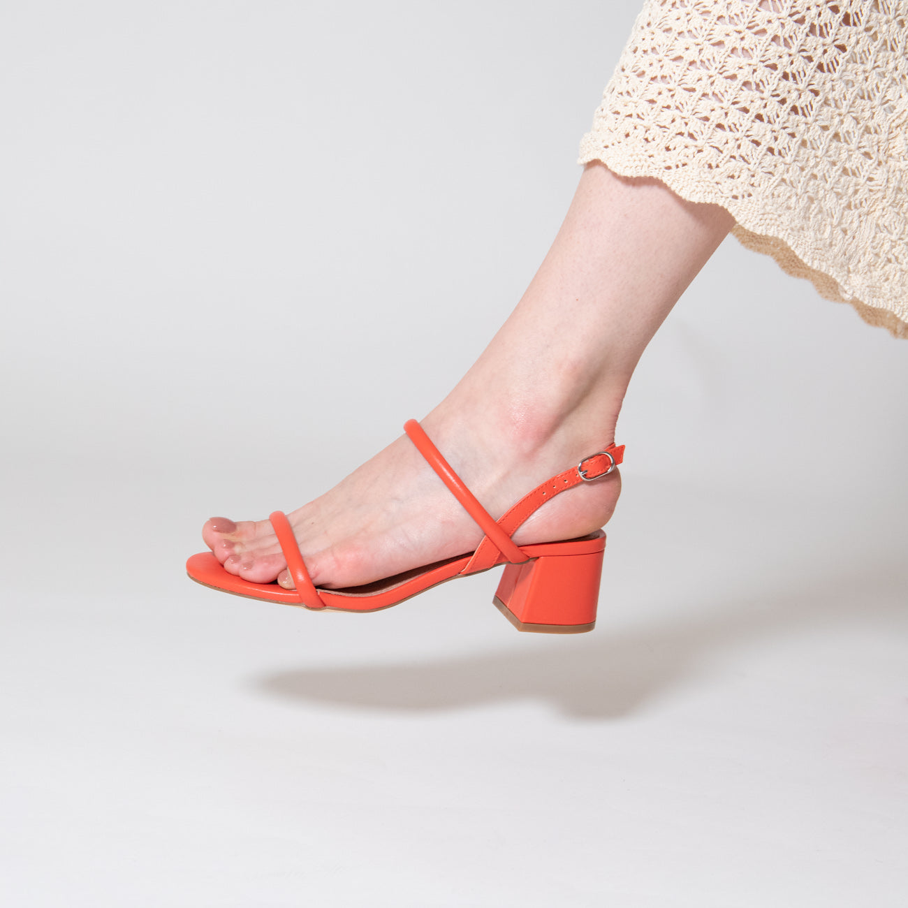 Sandales à talon, Compensées-Sandales à talon minimalistes Cynthia corail