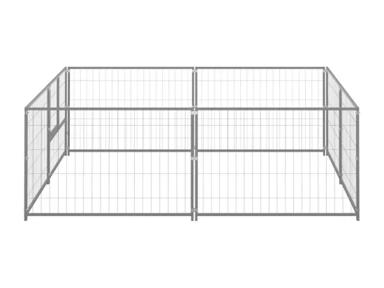 Chenil extérieur cage enclos argenté 200 x 200 x 70 cm 02_0000276