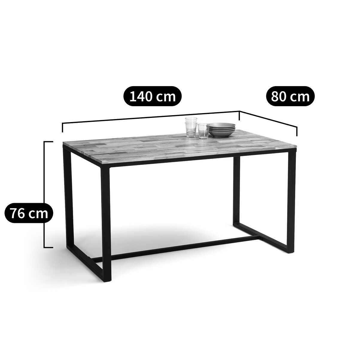 LA REDOUTE INTERIEURS<br>Mesa para 4/6 pessoas em carvalho e aço, Hiba