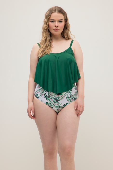 Bikini Slip, Panty, High Waist, Blätter Print
