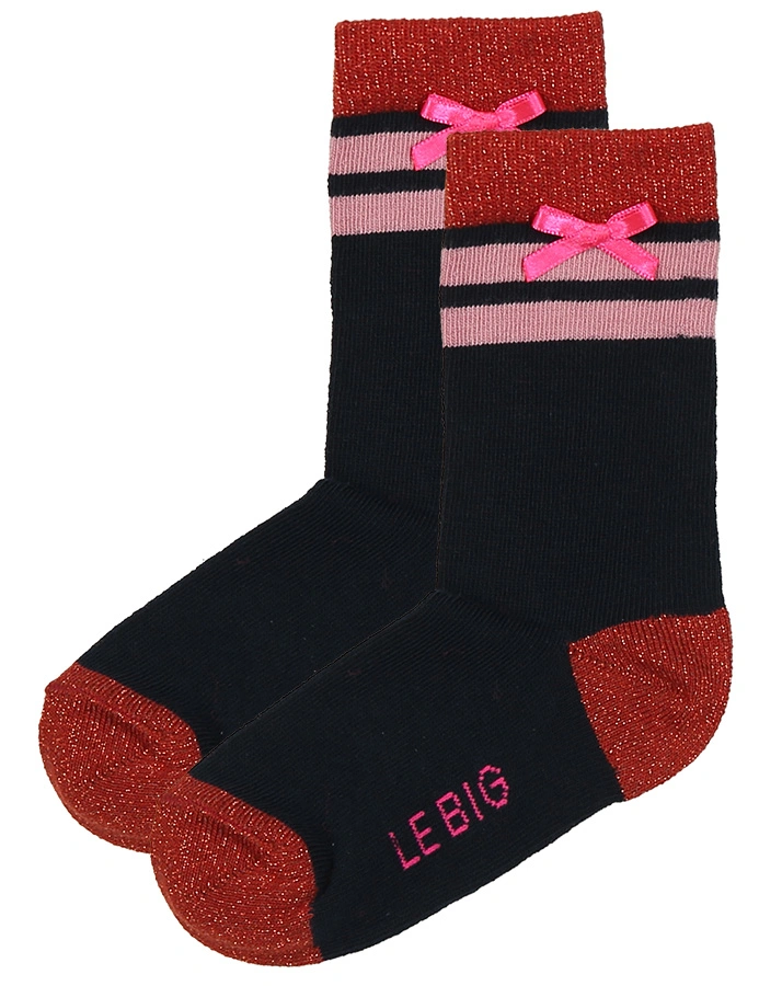 Socken TAMZIN 2er-Pack mit Glitzer in gestreift in dunkelblau/pink