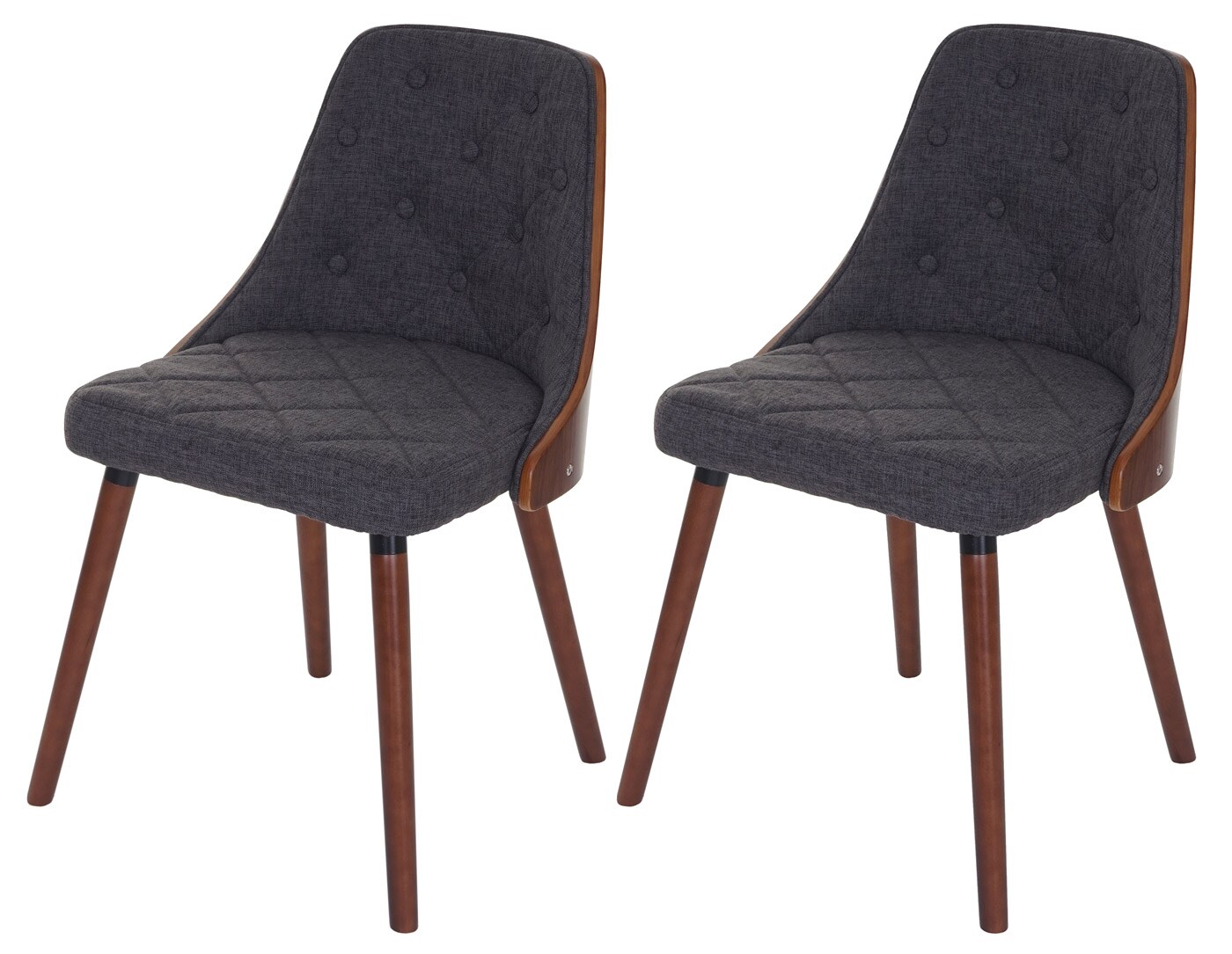 2er-Set Esszimmerstuhl MCW-A75, Besucherstuhl Küchenstuhl, Walnuss-Optik Bugholz ~ Textil grau