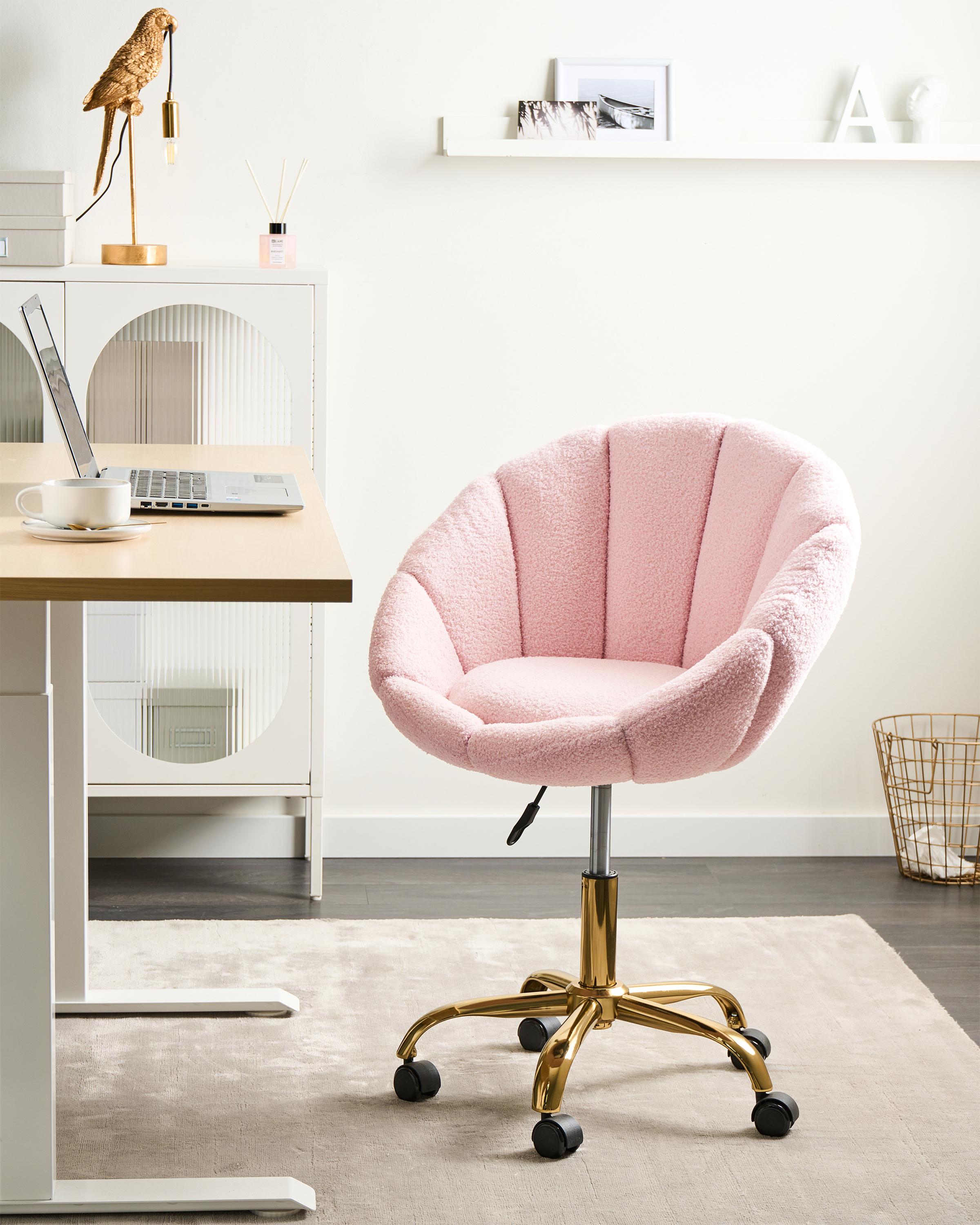 Bureaustoel ANNABELLE Bouclé Pastelroze