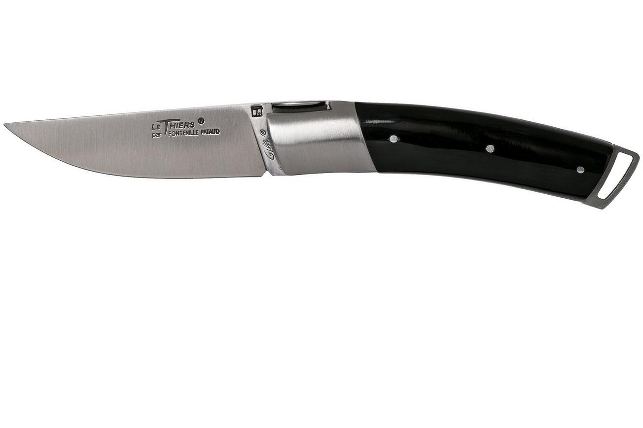 Le Thiers Gentleman zwart gepolijst buffelhoorn T9PCN zakmes by Fontenille Pataud