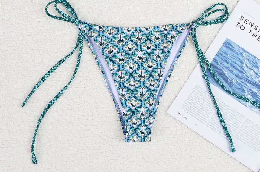 Serendo - Set: Halter bikinitop met print en strikbandjes aan de zijkanten