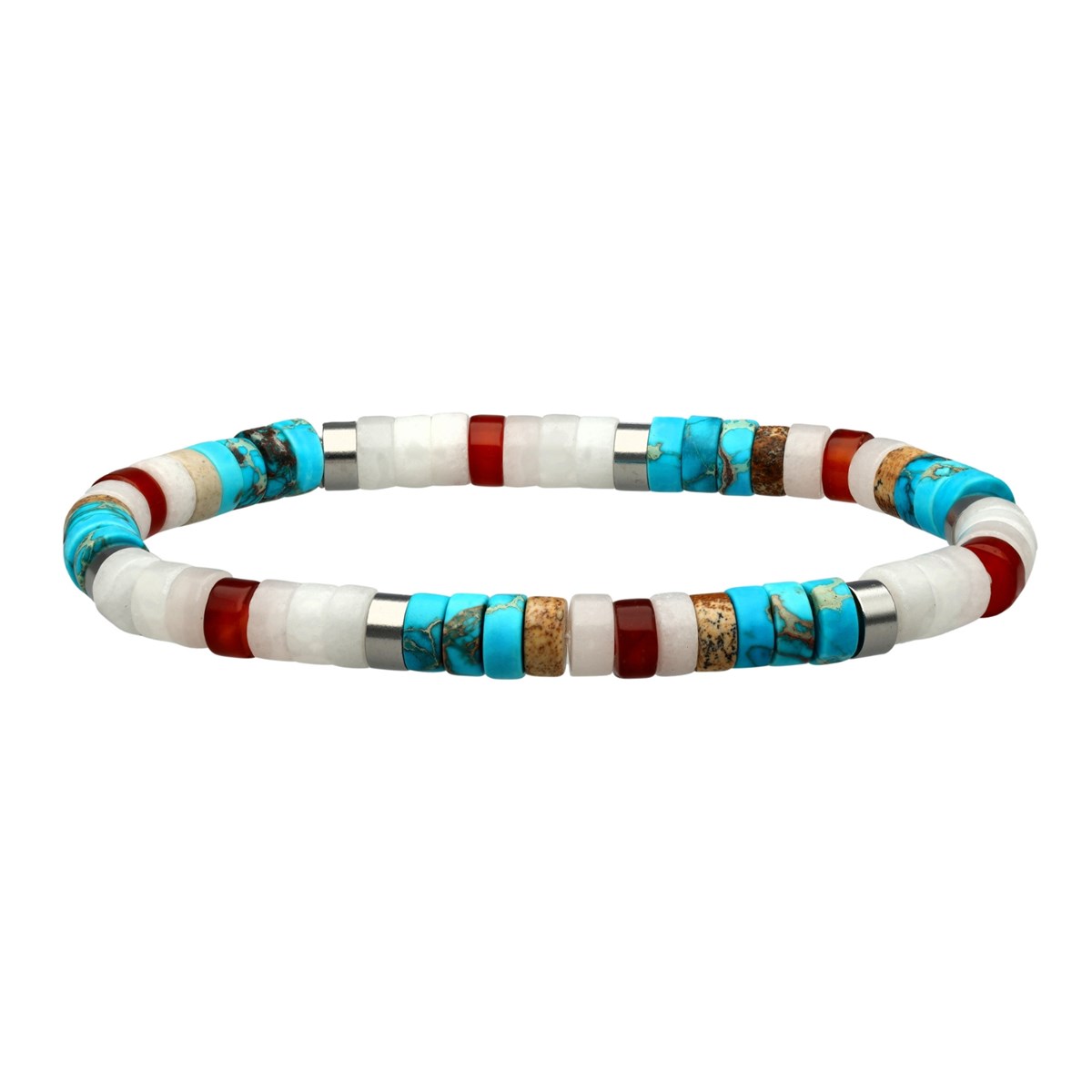 Bracelet Perles Heishi Turquoise Jaspe Blanc Rouge Paysage-enfant-12cm