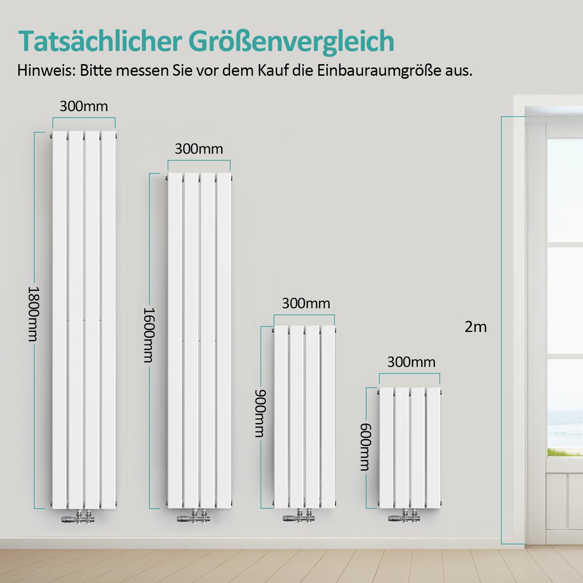 EMKE Radiator 900 x 300 mm Badkamerradiator Paneelradiator Compacte radiator, Dubbellaags Badkamerdesignradiator Middenaansluiting 446W Wit