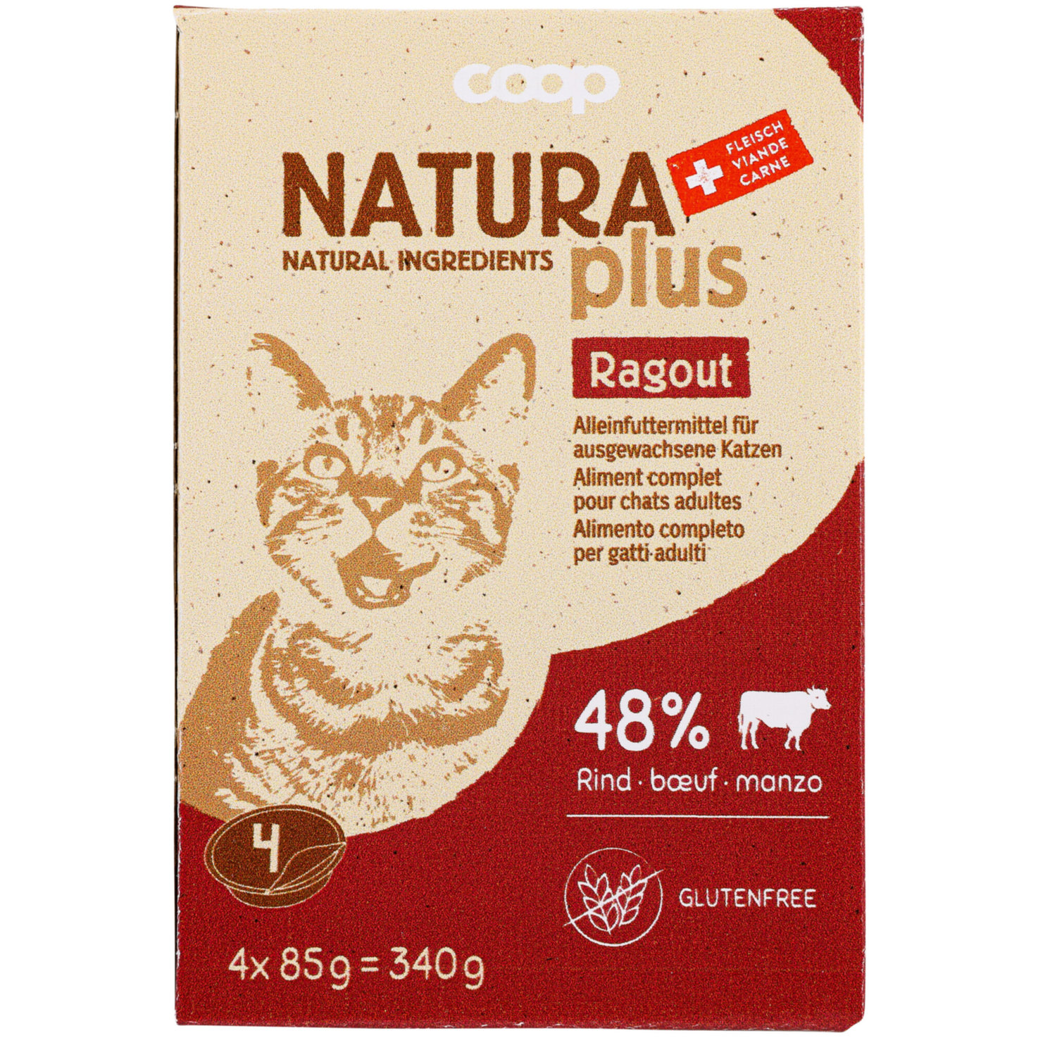Naturaplus Katzenfutter Ragout Rind 4x85g