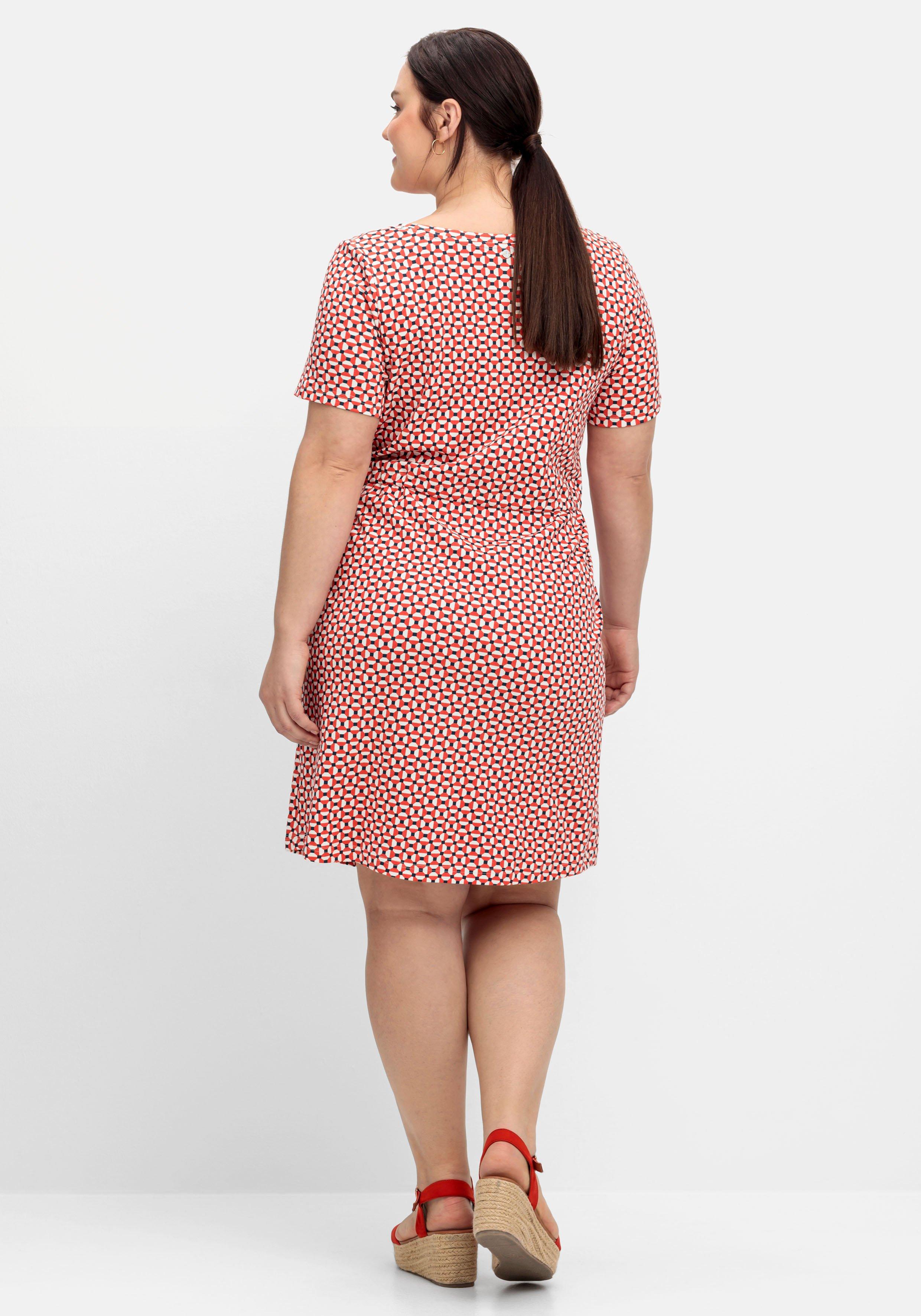 Gestreiftes Jerseykleid mit Taillen-Tunnelzug