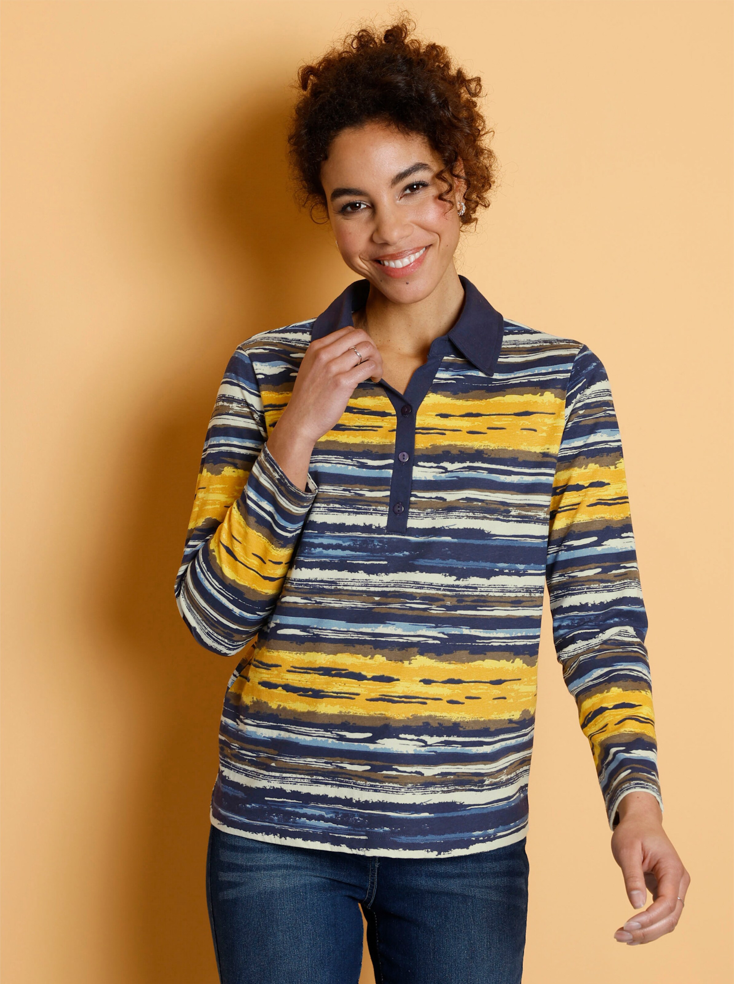 Poloshirt mit Streifen-Muster
