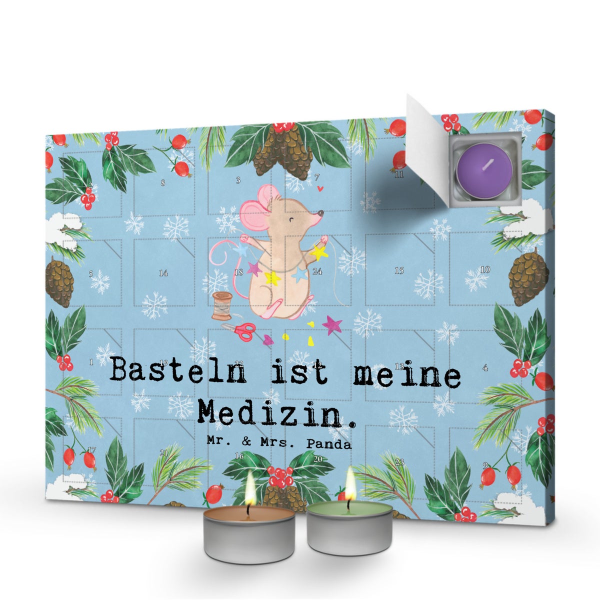 Mr. & Mrs. Panda Geurkaars Adventskalender Muis Knutselwerk - Pastelblauw