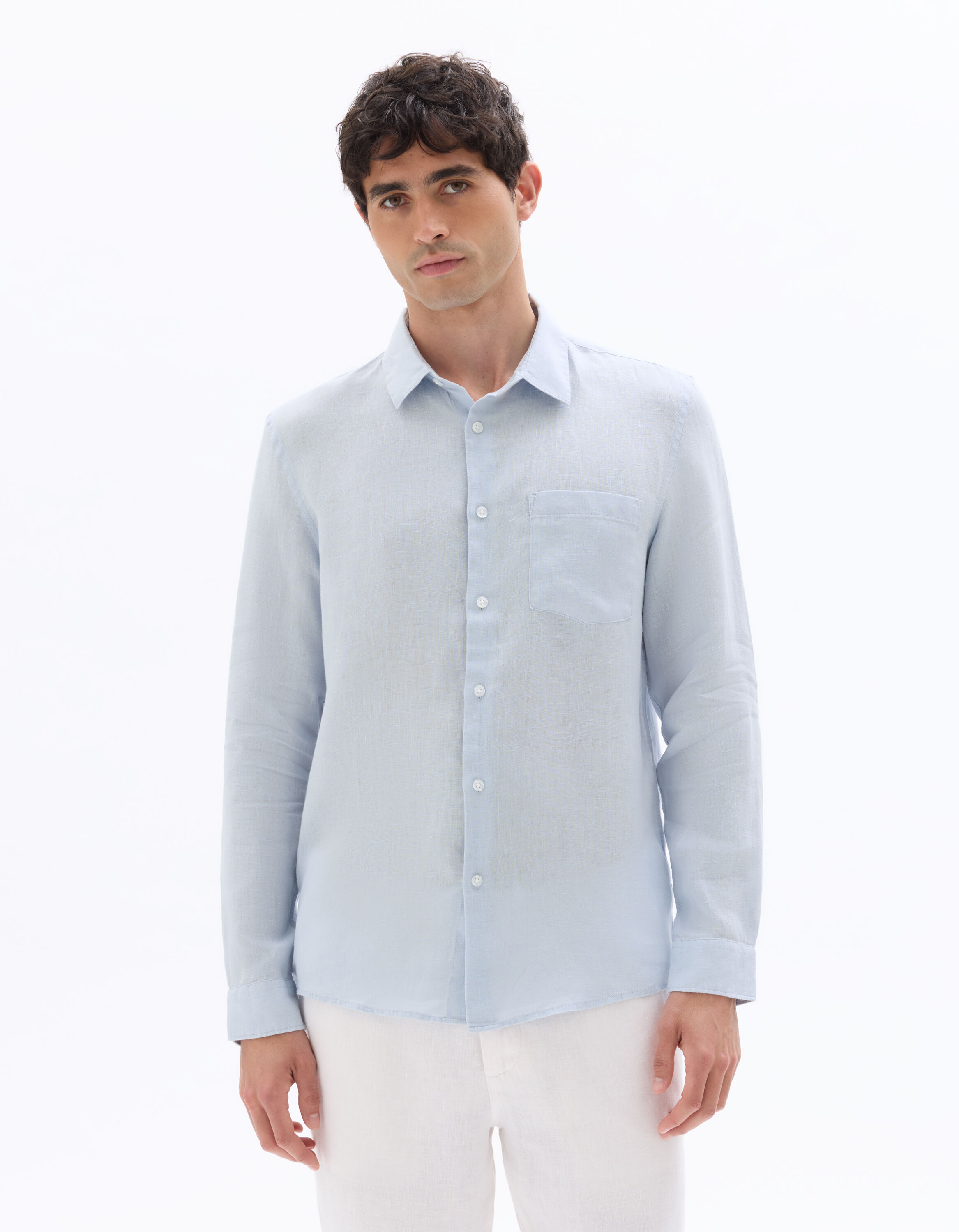 Chemise regular 100% lin - bleu clair
