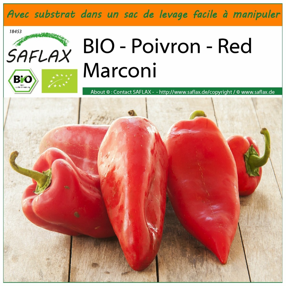 Jardin dans le sac - bio - poivron - red marconi - 20 graines - capsicum annuum
