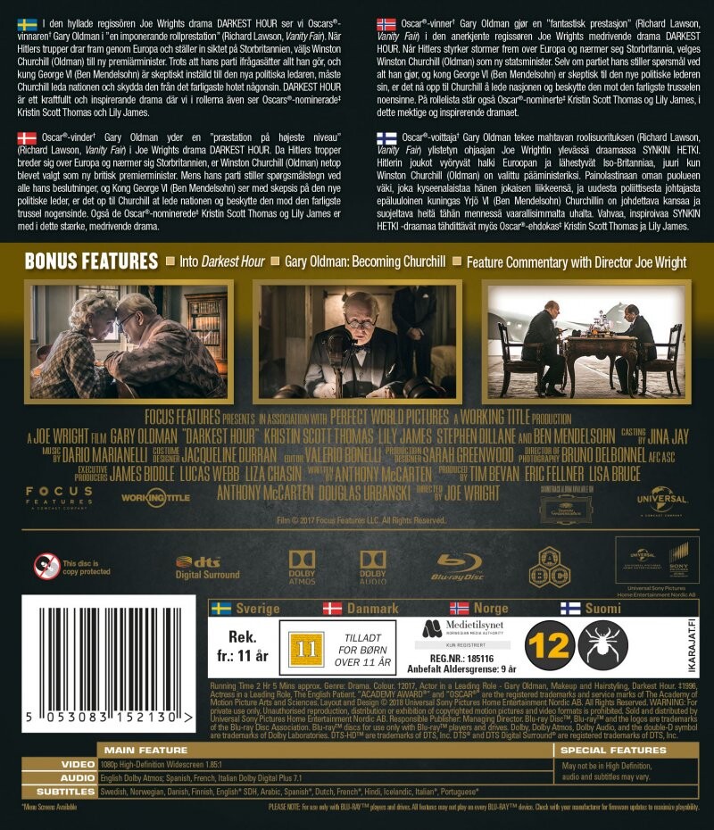 Darkest Hour 2017 - Winston Churchill - Blu-Ray