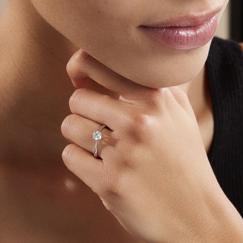 Bague Solitaire Fiona Or Blanc Diamant Synthetique