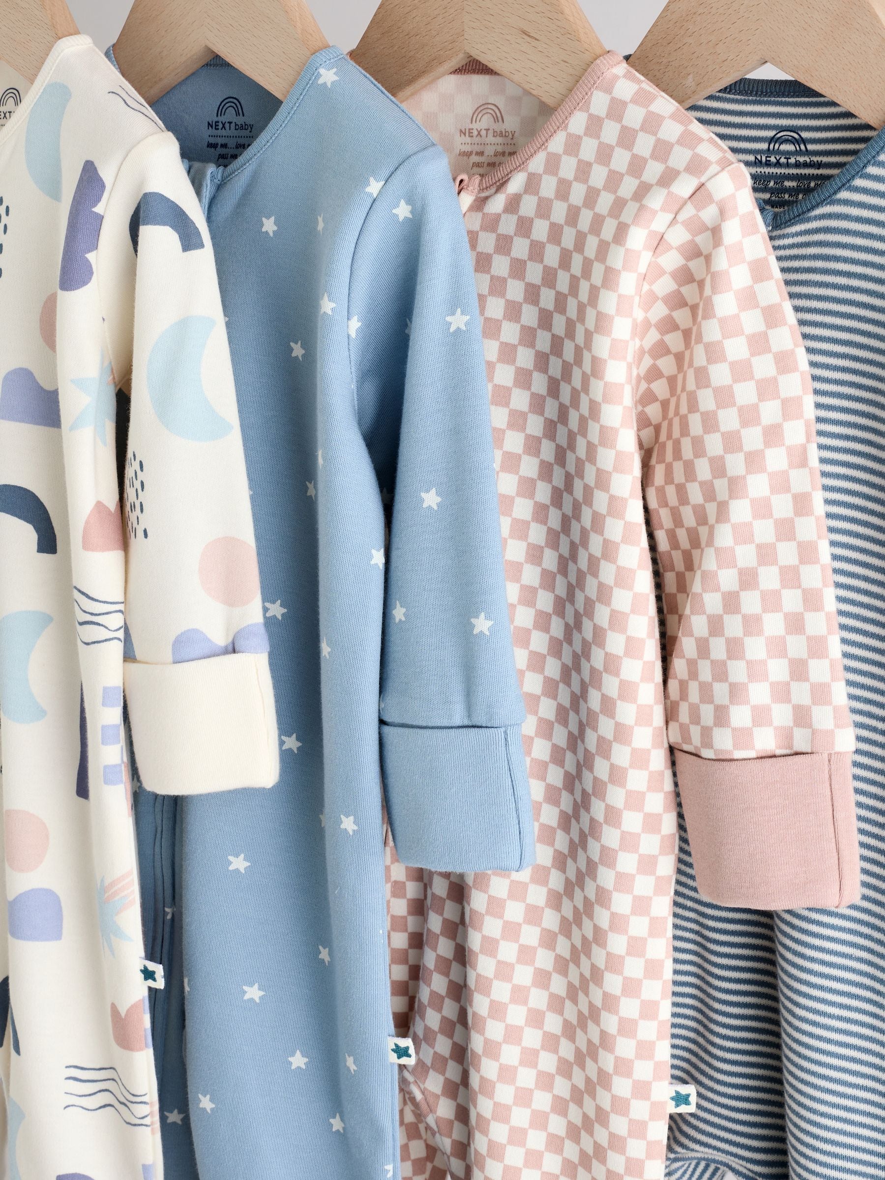 Blauw - Verpakking van 4 Baby slaappakjes zonder voetjes met tweewegrits (0mnd-3jr)