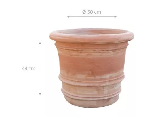 BISCOTTINI Vase - Finition Terre Cuite - Pot de Fleurs - Jardinière - Vase de Jardin - Extérieur - Terrasse - Balcon - 50x50x44 cm