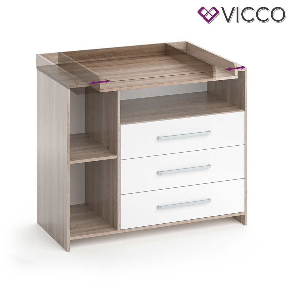 Vicco Wickelkommode Oskar Baby Wickelregal Kommode Wickeltisch Sonoma Weiß