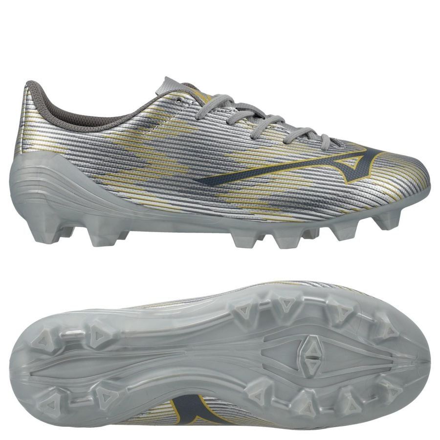 Mizuno Alpha II Select FG/AG Platinum Silver - Argent/Doré Enfant