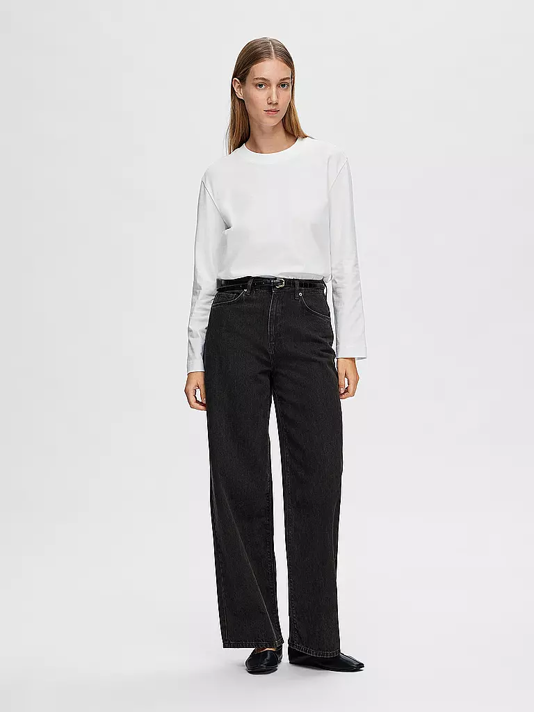 SELECTED FEMME Langarmshirt SLFESSENTIAL weiss