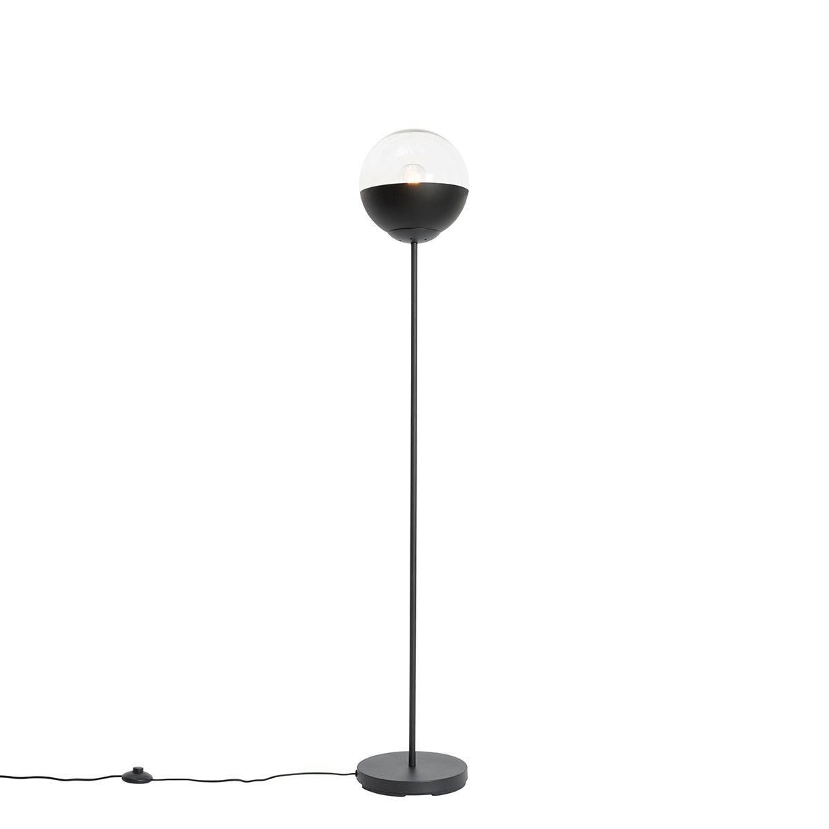 Retro vloerlamp zwart met helder glas - Eclipse