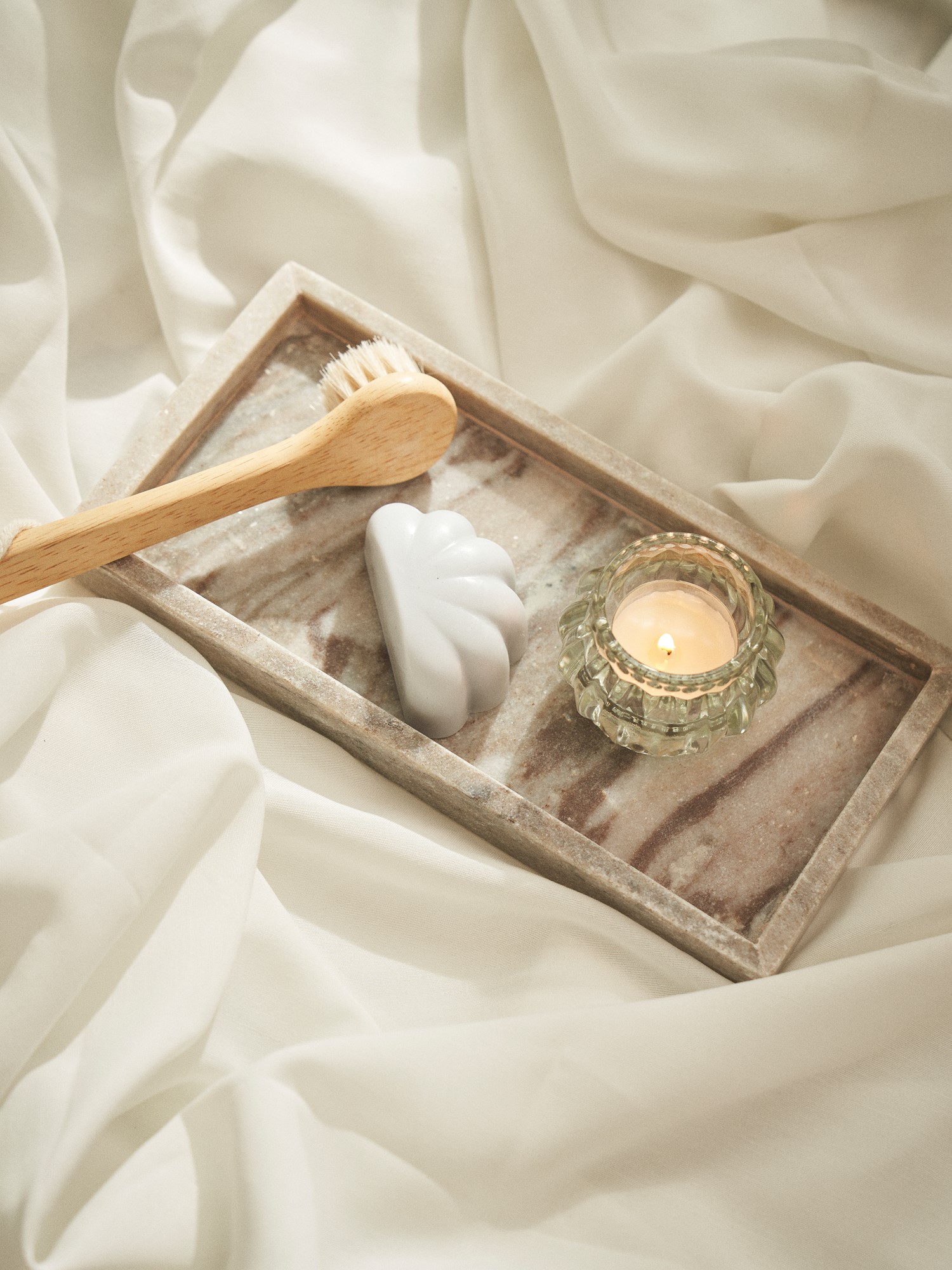 Dekorativ bakke | Marmor. 25 x 12 cm. | White
