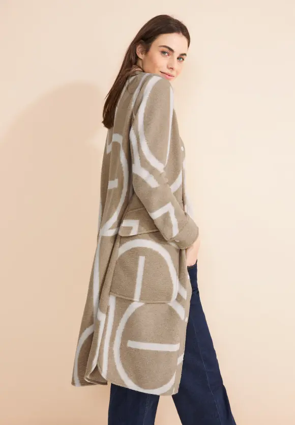 Printmantel mit Wolle - rich sand