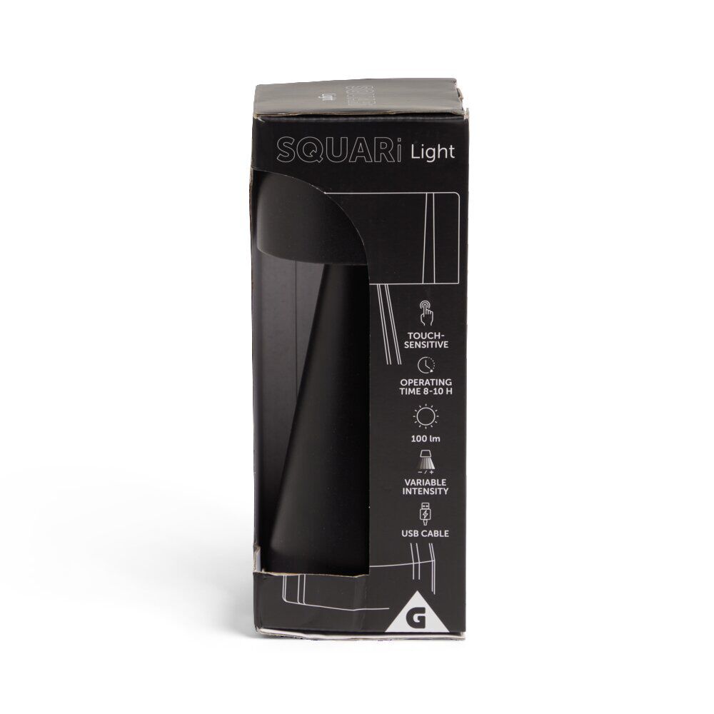 Lampe de table Squari USB tactile noire Ø9,5xH22,5cm