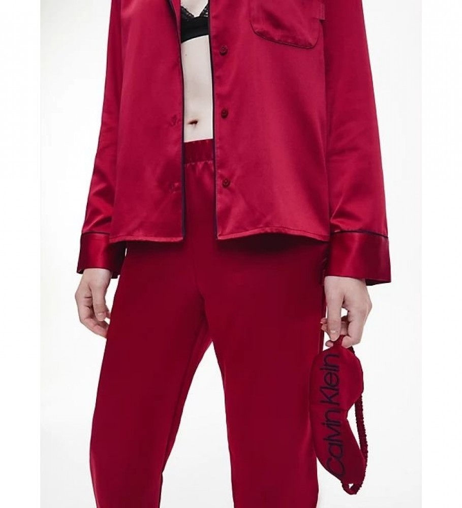 Conjunto de pijama bordô Calvin Klein com máscara para os olhos