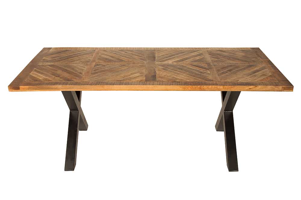 Massiver Esstisch INFINITY HOME 160cm natur schwarz Mangoholz Industrial Design X-Gestell