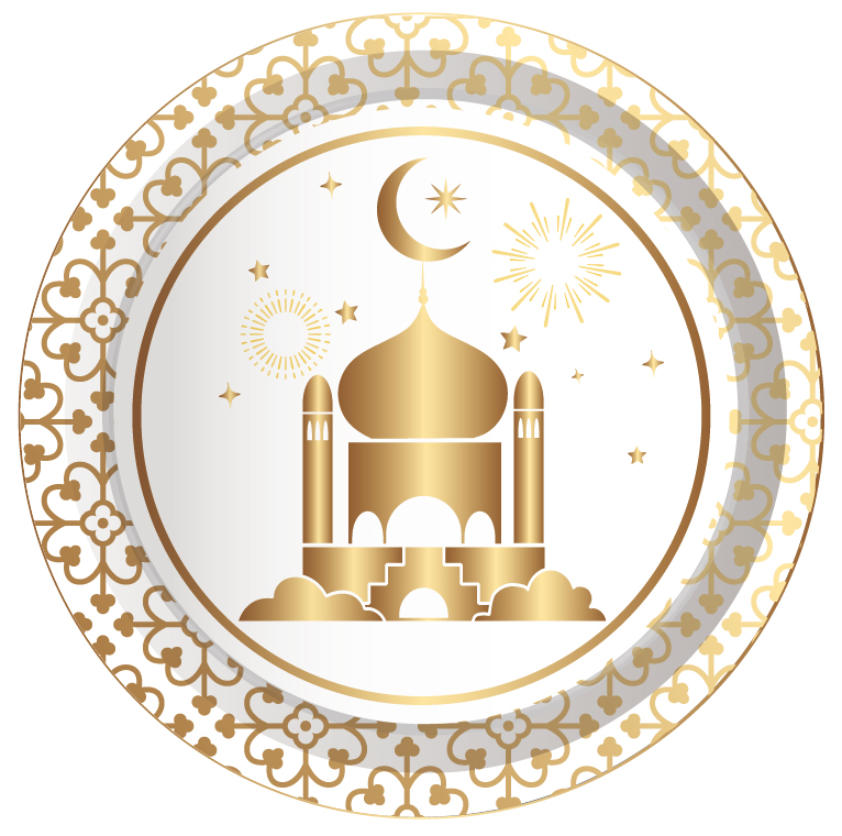 (44-tlg. Set) Ramadan Einweg Geschirr Bajram Party Tisch Dekoration - Eid Mubarak
