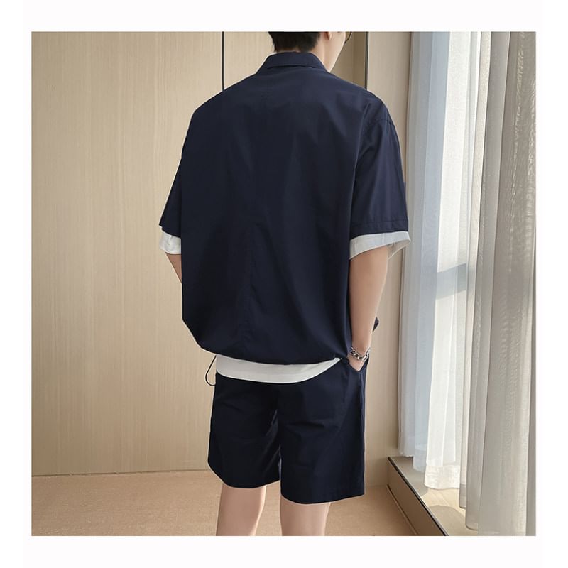 Orungeetun - Set: effen poloshirt met korte mouwen + shorts met gemiddelde taille