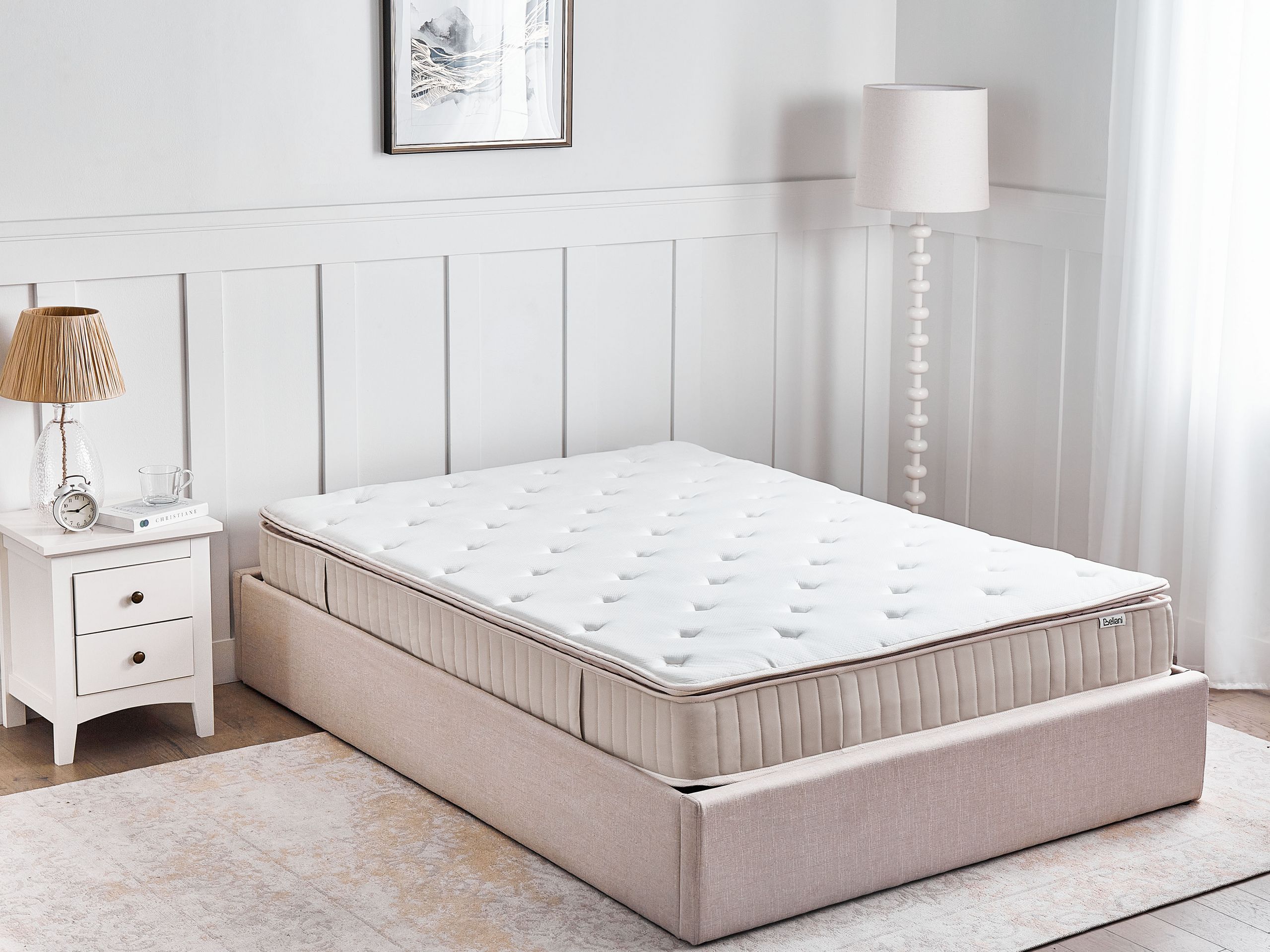 Beliani-DAYDREAM-Pocketveringmatras hard-Wit-160 x 200 cm-Polyester