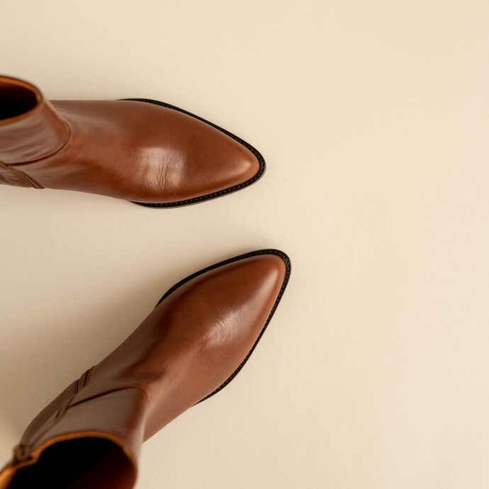 Bottines à talons  en cuir marron