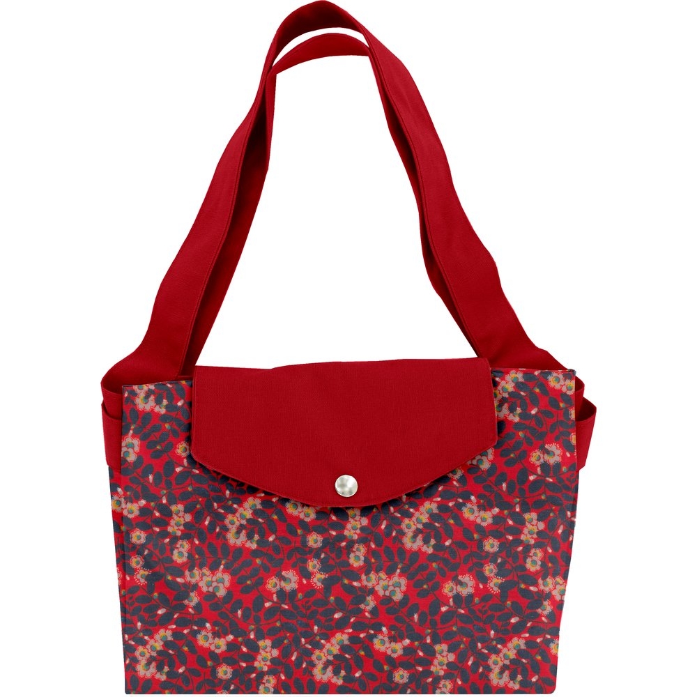 Grand Sac Cabas En Tissu Feuillage Vermillon