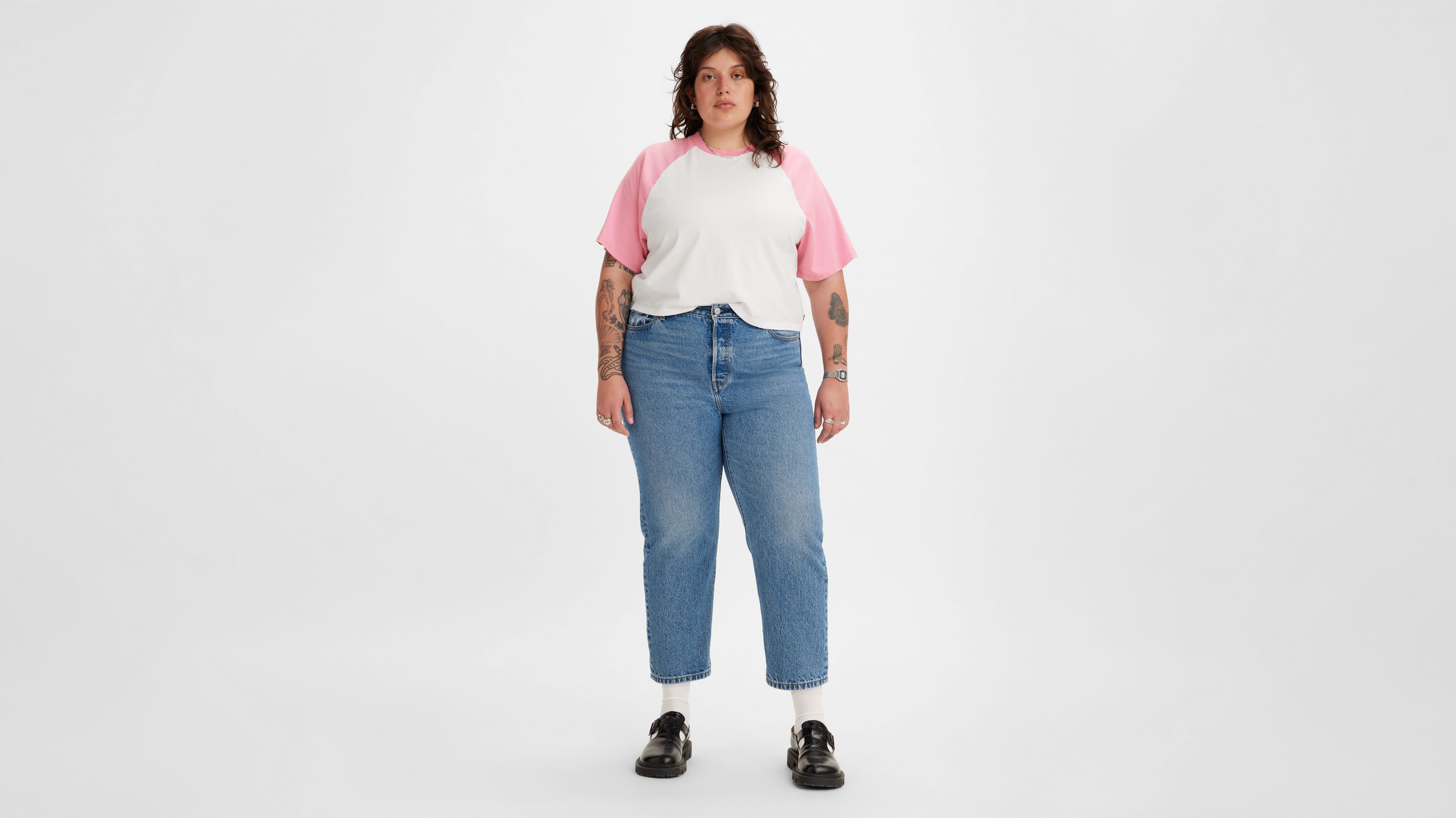 Jean 501® Original Crop (Grandes tailles) - Medium Indigo Worn In - Bleu