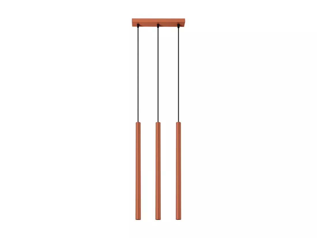 Lampe à suspension Pastelo moderne en acier - 3 sources lumineuses - L.30 x H.94 cm - ocre rouge