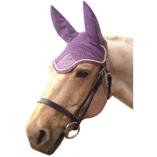 Protetores de orelha de crochê para cavalos em roxo/dourado