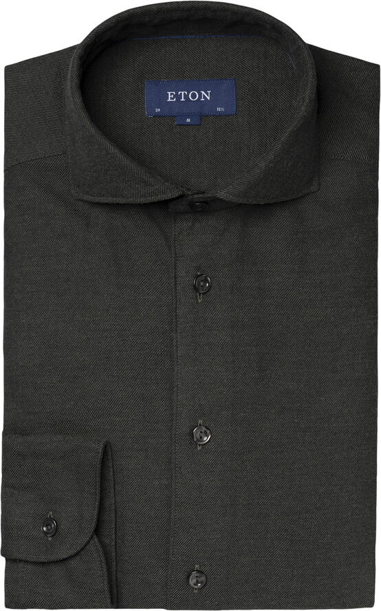 ETON Contemporary Fit Dark Green Flannel Shirt Grøn