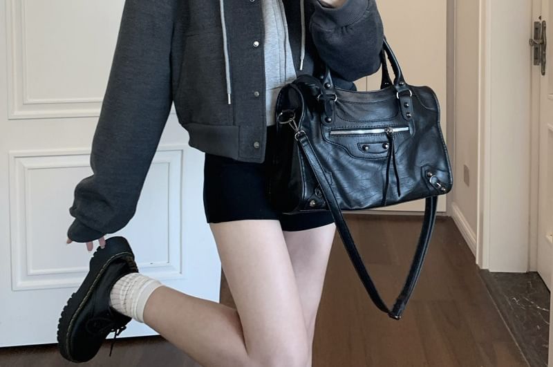 Ashlee - Effen honkbaljack met knoopsluiting / hoodie met rits