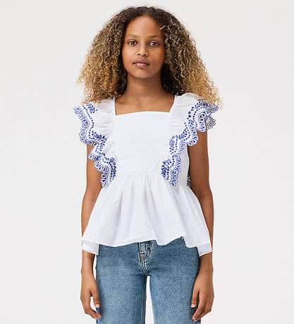 Molo Bluse - Rosamond - Crisp White m. Lochmuster