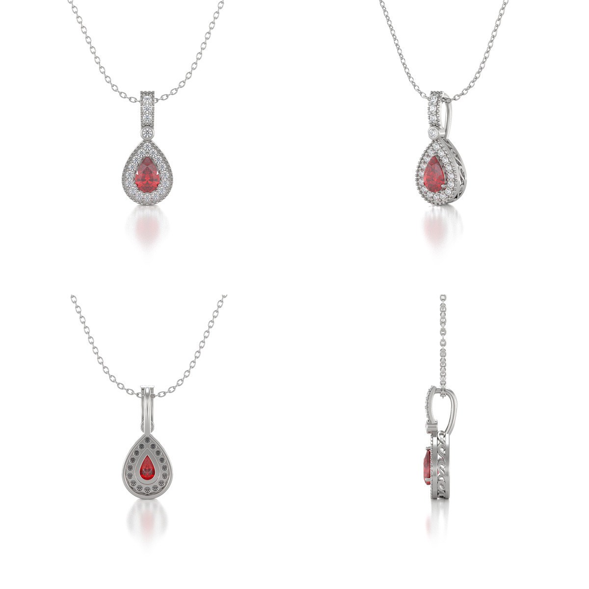 Collier Rubis & Diamant en Argent 925 | 1.55gr | Pendentif Luxueux - Aden